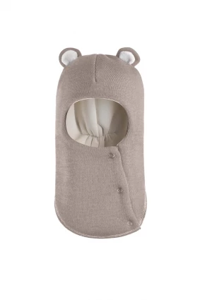 Зимова шапочка-шолом Corona.hm "Ведмедик" з кнопочками капучіно