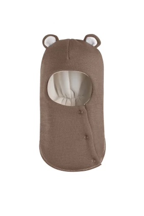 Зимняя шапочка-шлем Corona.hm "Мишутка" на кнопках молочный шоколад