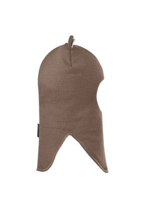 Зимняя шапочка-шлем Corona.hm "Мишутка" на кнопках молочный шоколад