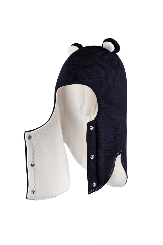 Зимняя шапочка-шлем Corona.hm "Мишутка" на кнопках синий