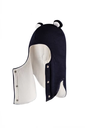 Зимняя шапочка-шлем Corona.hm "Мишутка" на кнопках синий