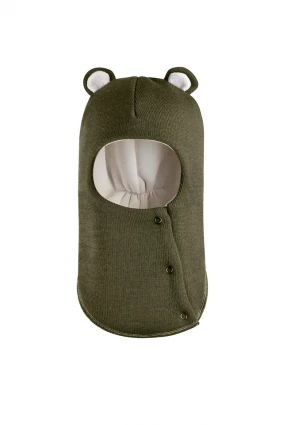 Зимняя шапочка-шлем Corona.hm "Мишутка" на кнопках хаки