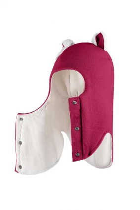 Зимняя шапочка-шлем Corona.hm "Кошечка" на кнопочках  ягодный