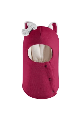 Зимняя шапочка-шлем Corona.hm "Кошечка" на кнопочках  ягодный