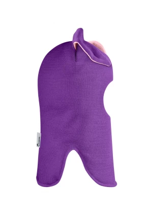 Зимова шапочка-шолом Corona.hm "Зайка" фіалка рожевий бантик