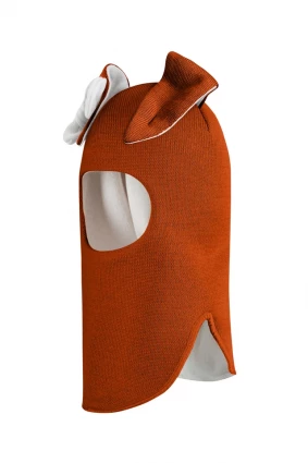 Зимова шапочка-шолом Corona.hm "Зайка" помаранчевий білий бантик