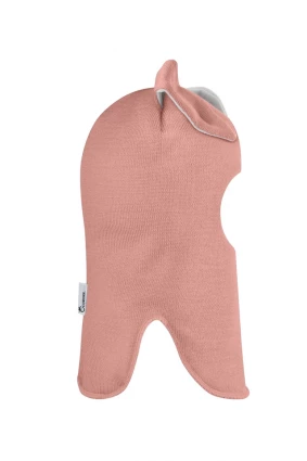 Зимова шапочка-шолом Corona.hm "Зайка" пудра білий бантик