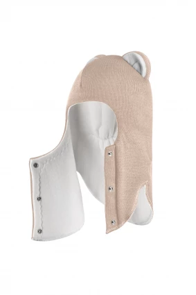 Зимова шапочка-шолом Corona.hm "Міс Левиця"  із кнопками беж золотий