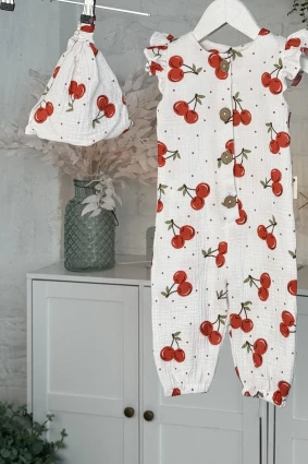 Ромпер з мусліну *Вишенька* + косинка