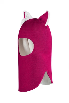 Зимняя шапочка-шлем Corona.hm "Лисичка" малина