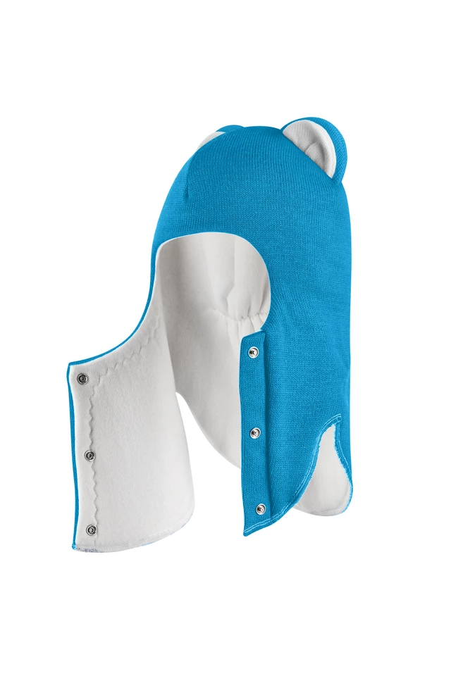 Зимняя шапочка-шлем Corona.hm “Лев” на кнопках бирюза