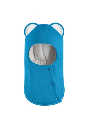 Зимняя шапочка-шлем Corona.hm “Лев” на кнопках бирюза