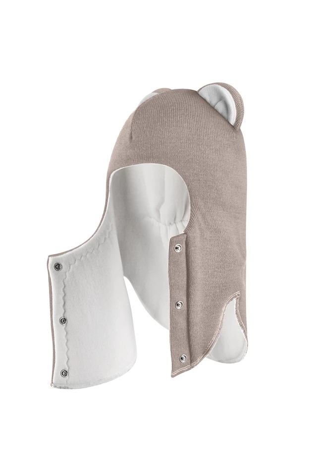 Зимняя шапочка-шлем Corona.hm “Лев” на кнопках капучино