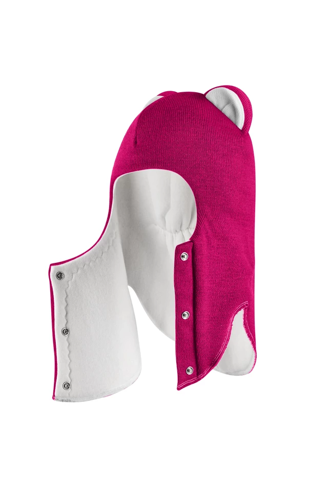 Зимняя шапочка-шлем Corona.hm “Лев” на кнопках малина