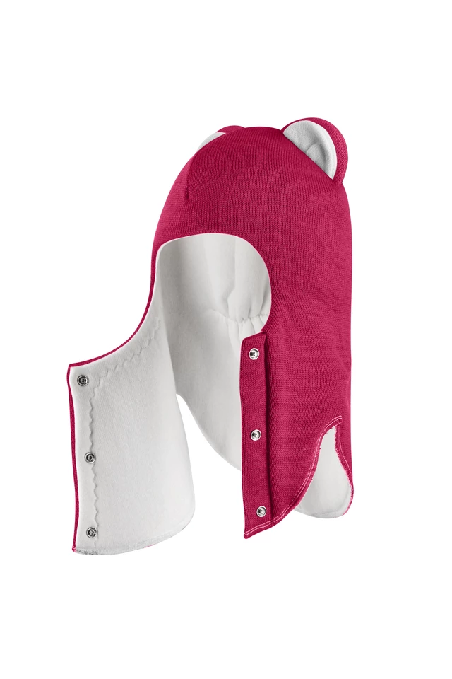 Зимняя шапочка-шлем Corona.hm “Лев” на кнопках ягодный