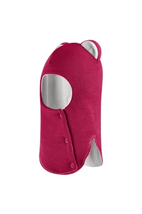 Зимняя шапочка-шлем Corona.hm “Лев” на кнопках ягодный