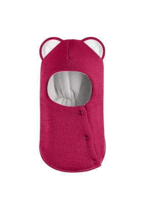 Зимняя шапочка-шлем Corona.hm “Лев” на кнопках ягодный