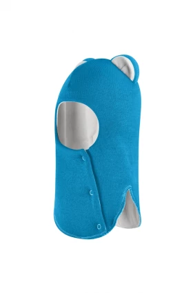 Зимова шапочка-шолом Corona.hm "Міс Левиця"  із кнопками  бірюза