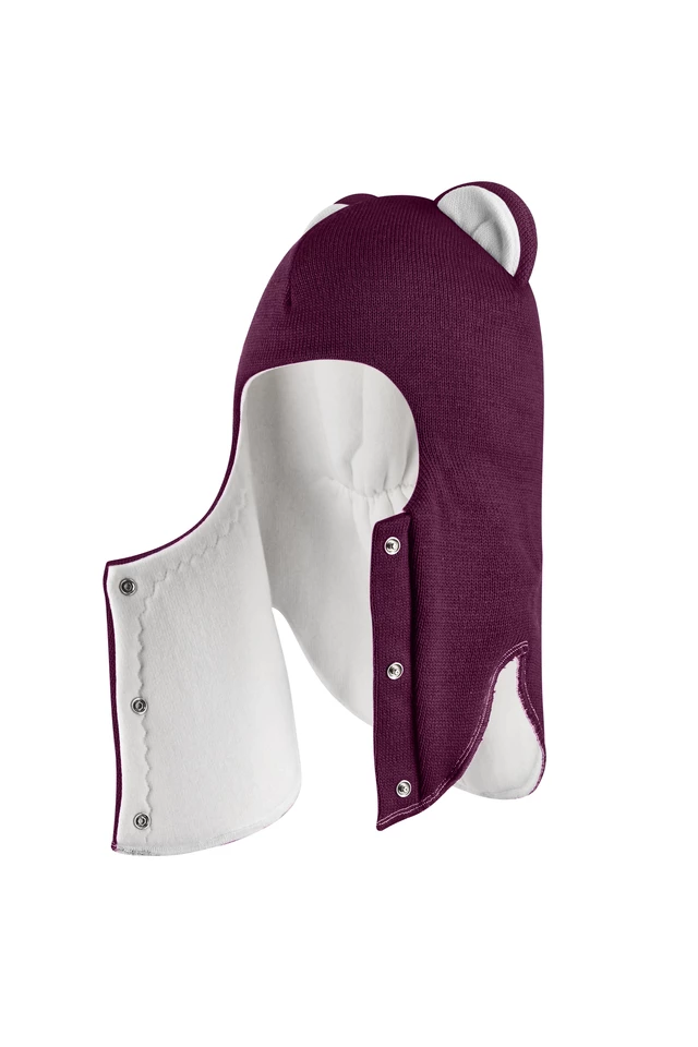 Зимова шапочка-шолом Corona.hm "Міс Левиця"  із кнопками  бордо