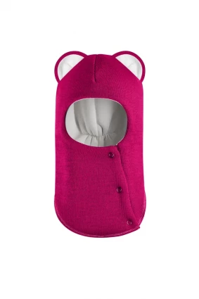 Зимова шапочка-шолом Corona.hm "Міс Левиця"  із кнопками  малина