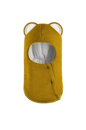 Зимова шапочка-шолом Corona.hm "Міс Левиця"  із кнопками  медовий