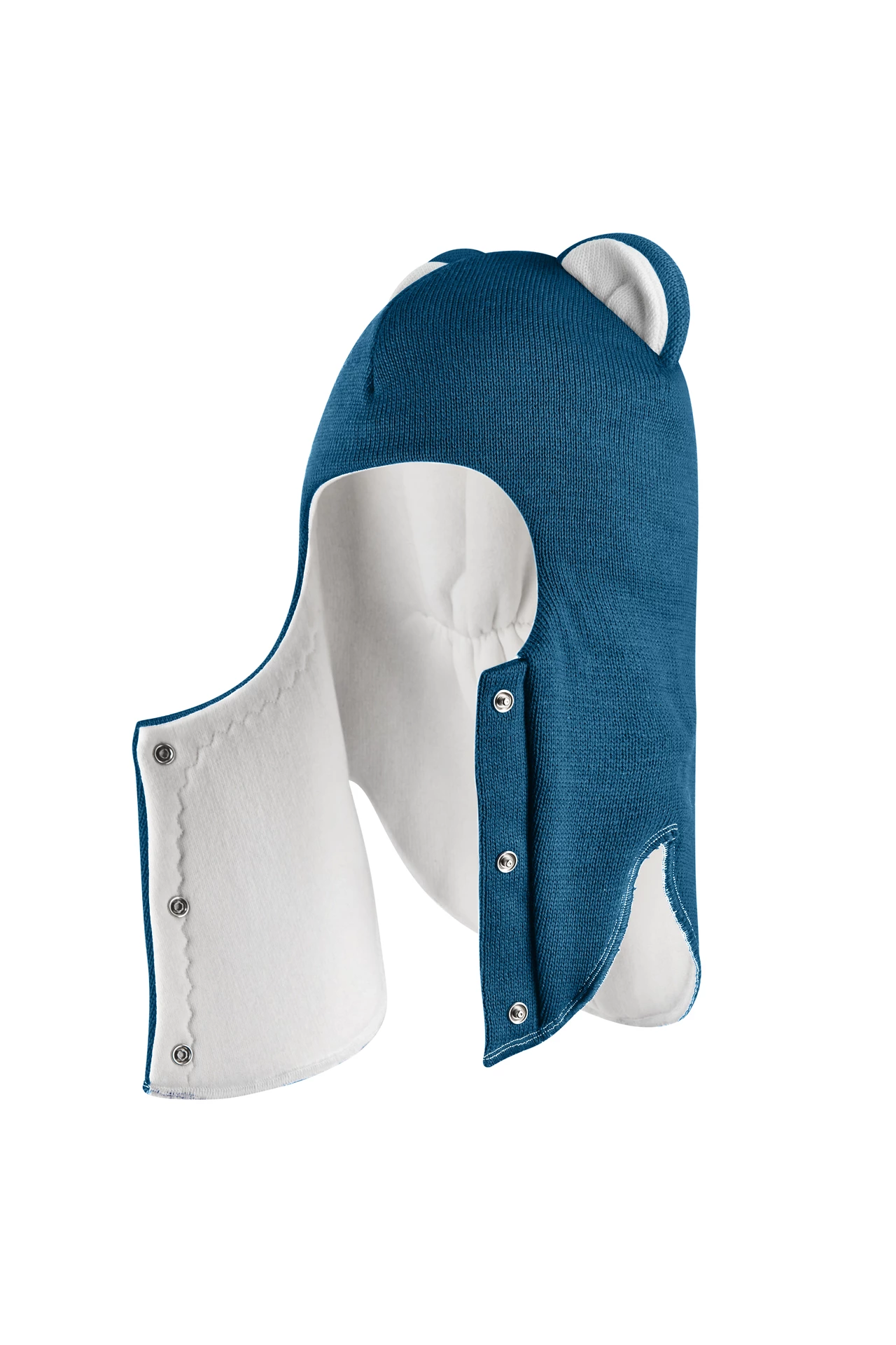 Зимова шапочка-шолом Corona.hm "Міс Левиця"  із кнопками  морська хвиля