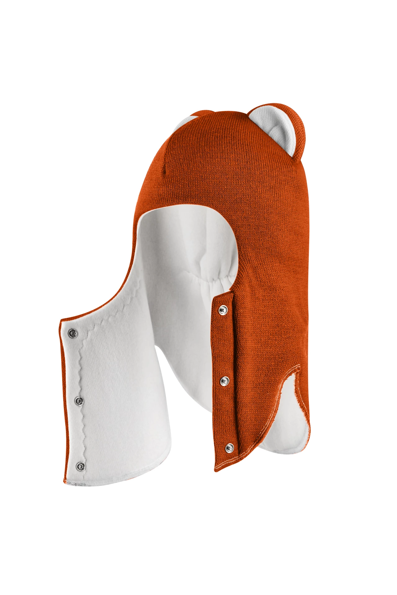 Зимова шапочка-шолом Corona.hm "Міс Левиця"  із кнопками  помаранчевий