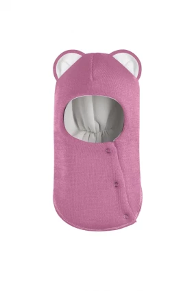 Зимова шапочка-шолом Corona.hm "Міс Левиця"  із кнопками  пильно-рожевий