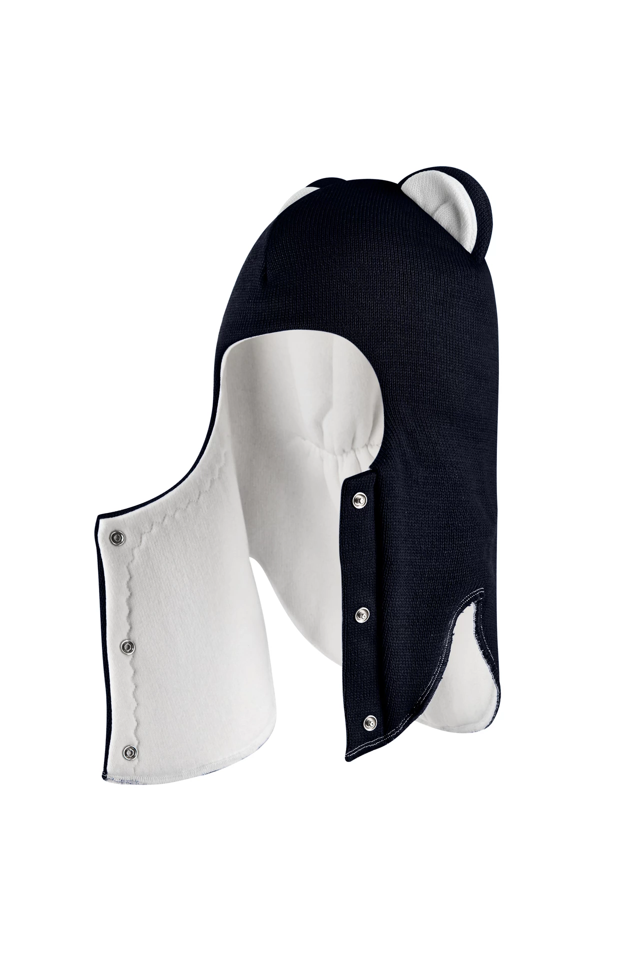 Зимова шапочка-шолом Corona.hm "Міс Левиця"  із кнопками  синій оксамит