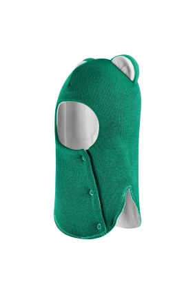 Зимова шапочка-шолом Corona.hm "Міс Левиця"  із кнопками  смарагд