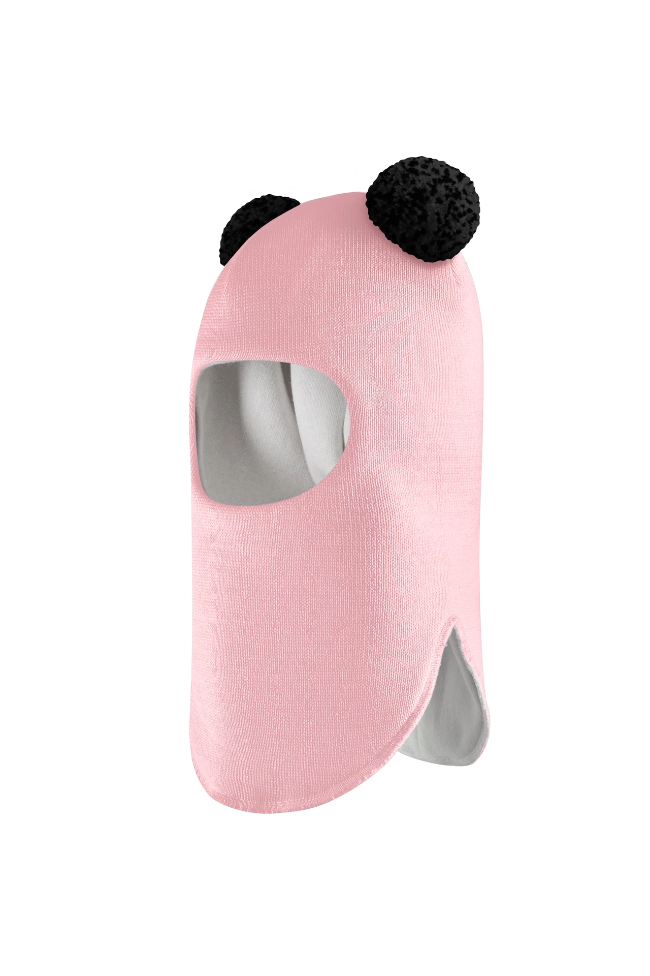 Зимова шапочка-шолом Corona.hm "Пандочка з чорними помпонами" рожевий