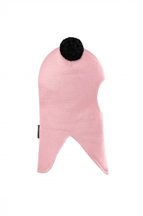 Зимова шапочка-шолом Corona.hm "Пандочка з чорними помпонами" рожевий