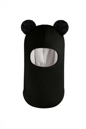 Зимова шапочка-шолом Corona.hm "Пандочка з чорними помпонами" чорний