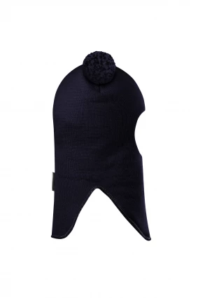 Зимова шапочка-шолом Corona.hm "Пандочка з помпонами МЕЛАНЖ" синій