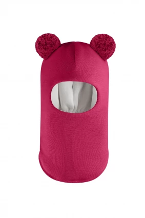 Зимова шапочка-шолом Corona.hm "Пандочка з помпонами МЕЛАНЖ" ягідний