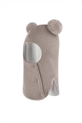 Зимова шапочка-шолом Corona.hm "Пандочка"  із кнопками  капучіно