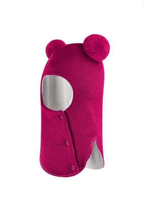 Зимова шапочка-шолом Corona.hm "Пандочка"  із кнопками  малина