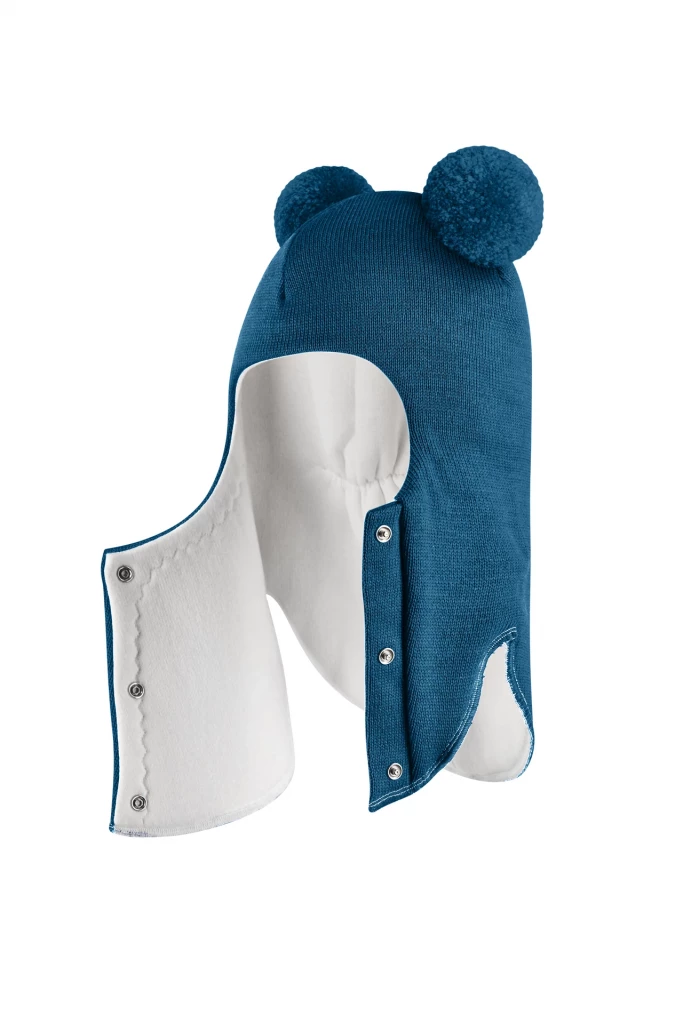 Зимова шапочка-шолом Corona.hm "Пандочка"  із кнопками  морська хвиля