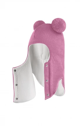 Зимова шапочка-шолом Corona.hm "Пандочка"  із кнопками  пильно-рожевий