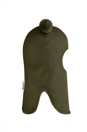 Зимова шапочка-шолом Corona.hm "Пандочка"  із кнопками хакі