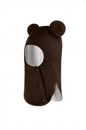 Зимова шапочка-шолом Corona.hm "Пандочка"  із кнопками шоколад