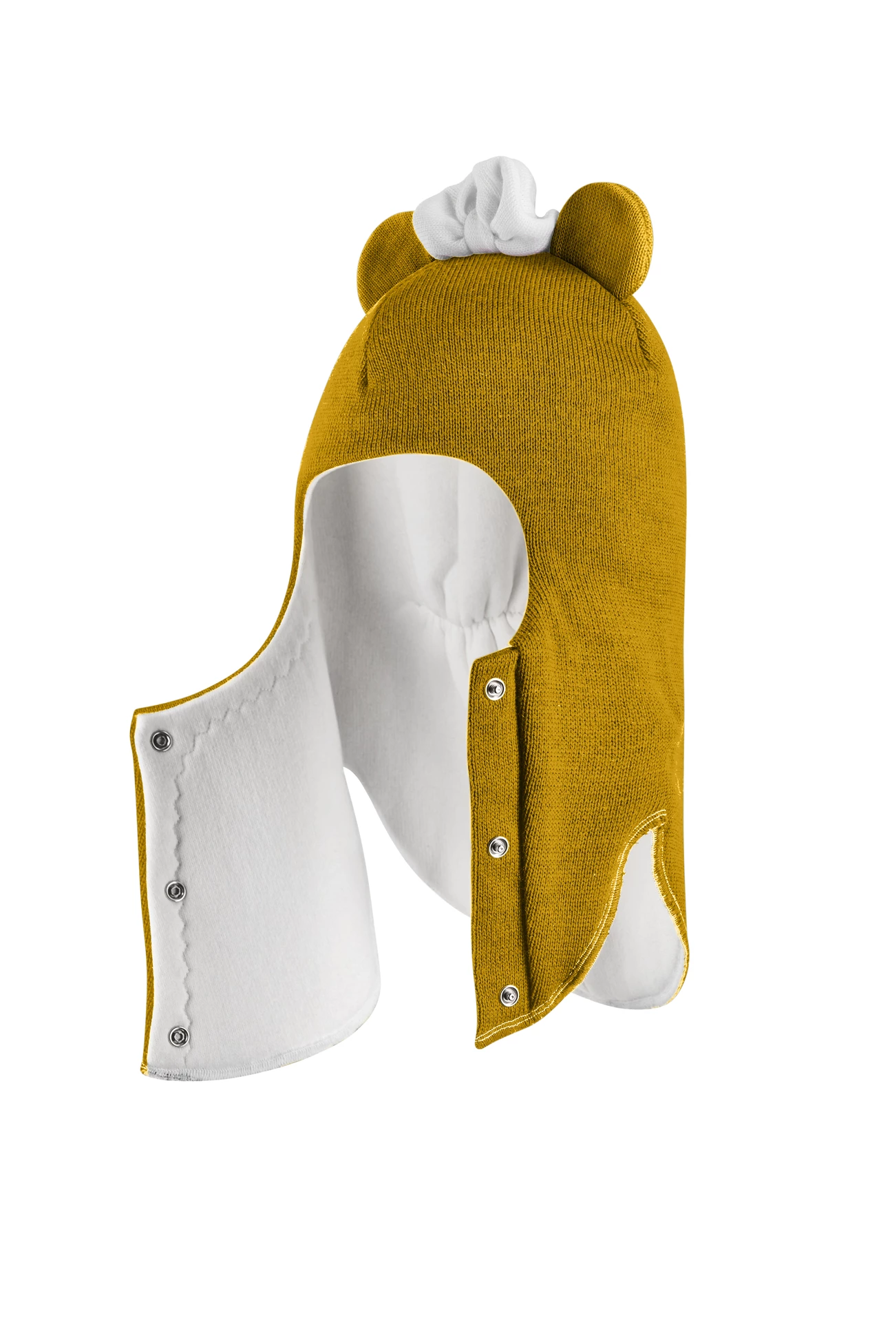 Зимова шапочка-шолом Corona.hm "Міс Мінні" з кнопочками медовий