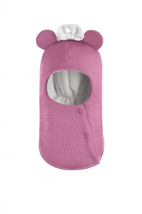 Зимова шапочка-шолом Corona.hm "Міс Мінні" з кнопочками пильно-рожевий