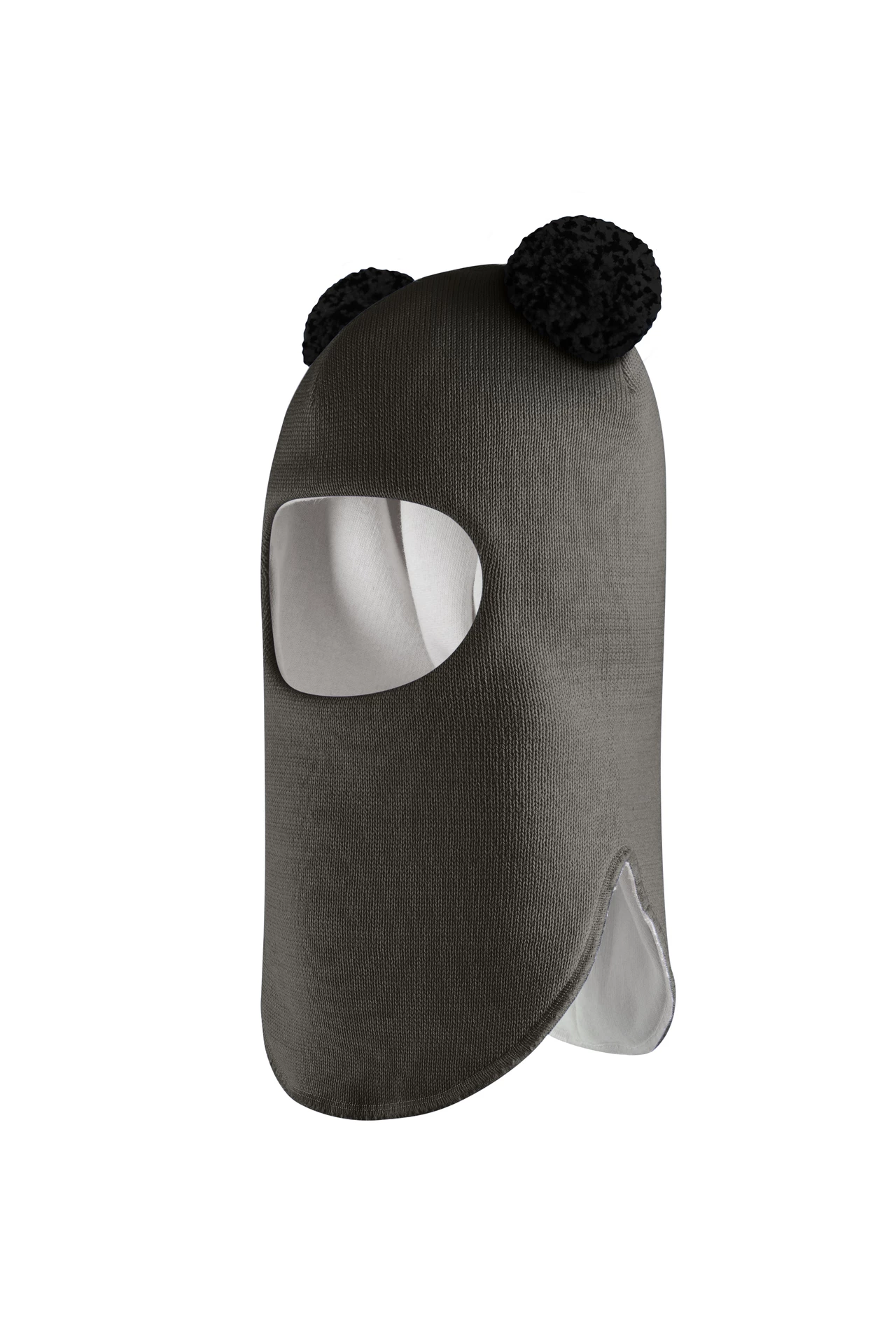 Зимова шапочка-шолом Corona.hm "Пандочка з чорними помпонами" графіт