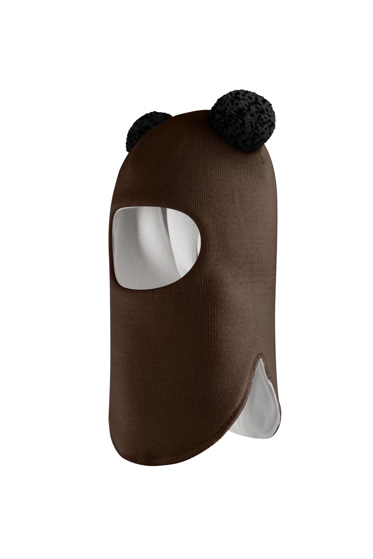 Зимова шапочка-шолом Corona.hm "Пандочка з чорними помпонами" шоколад