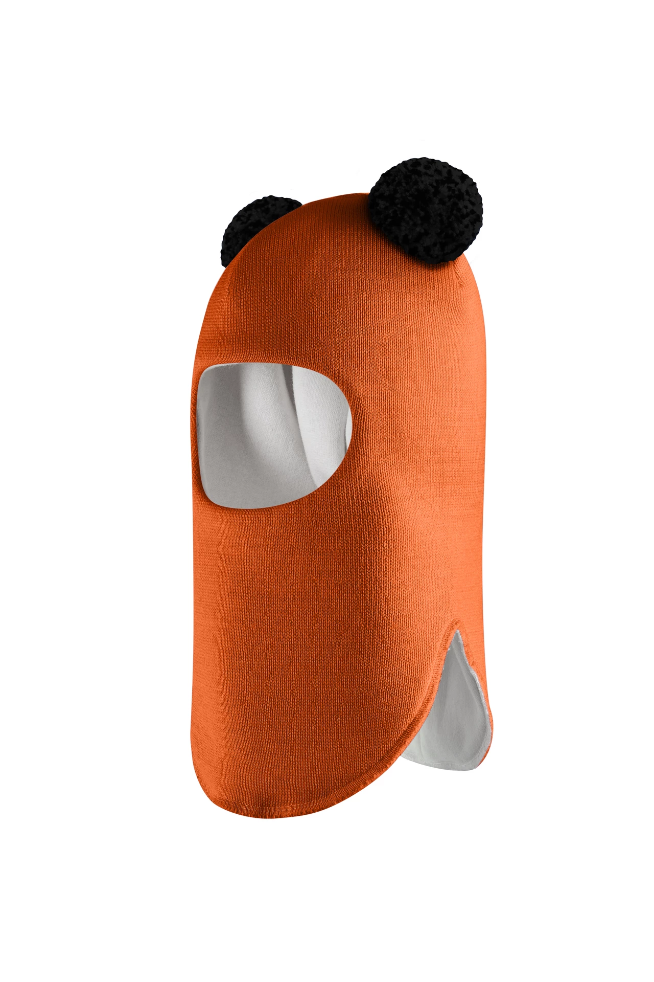 Зимова шапочка-шолом Corona.hm "Пандочка з чорними помпонами" помаранчевий