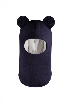 Зимова шапочка-шолом Corona.hm "Пандочка з помпонами МЕЛАНЖ" синій