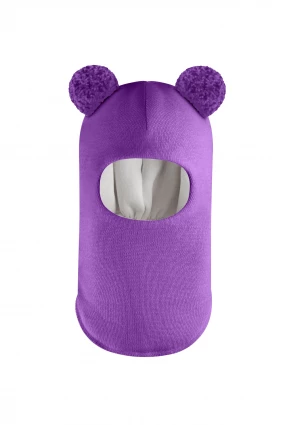 Зимова шапочка-шолом Corona.hm "Пандочка з помпонами МЕЛАНЖ" фіалка
