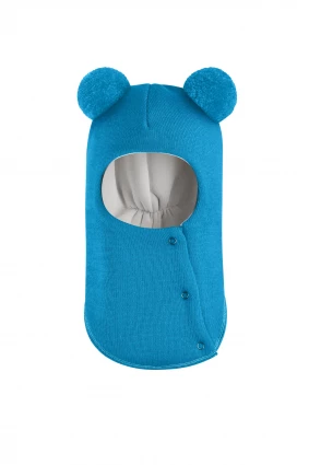 Зимова шапочка-шолом Corona.hm "Пандочка"  із кнопками  бірюза