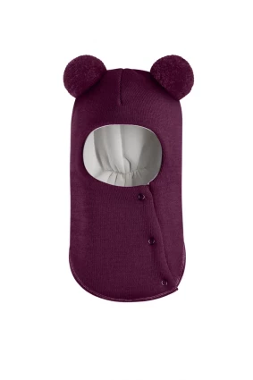 Зимова шапочка-шолом Corona.hm "Пандочка"  із кнопками  бордо